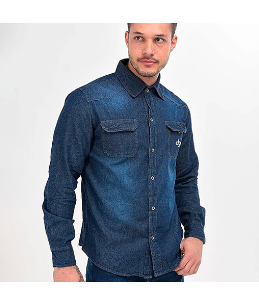 Camisa Jeans Manga Longa